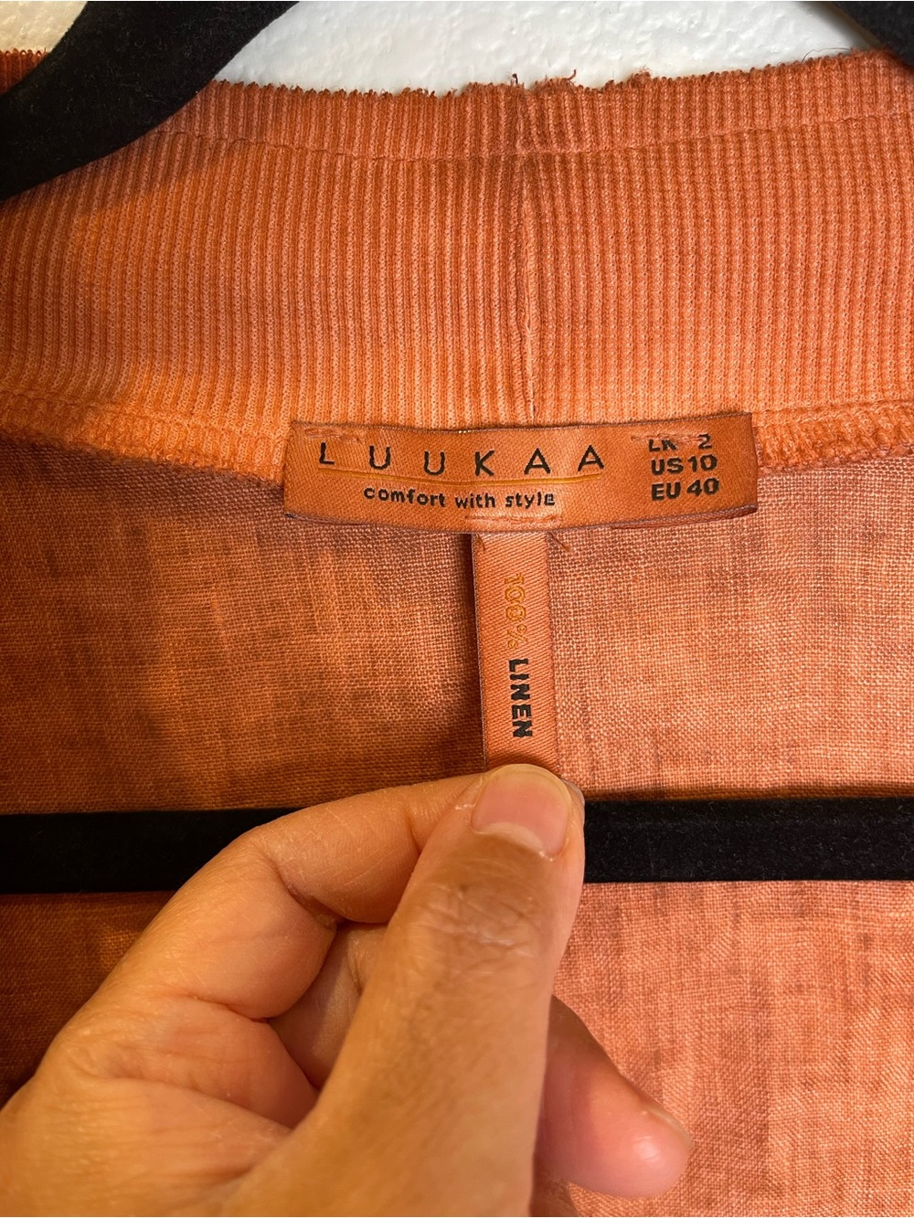 Luukaa 100% Linen Two Button Lagenlook Bolero Style Jacket Top Size US 10 Orange - Picture 2 of 8